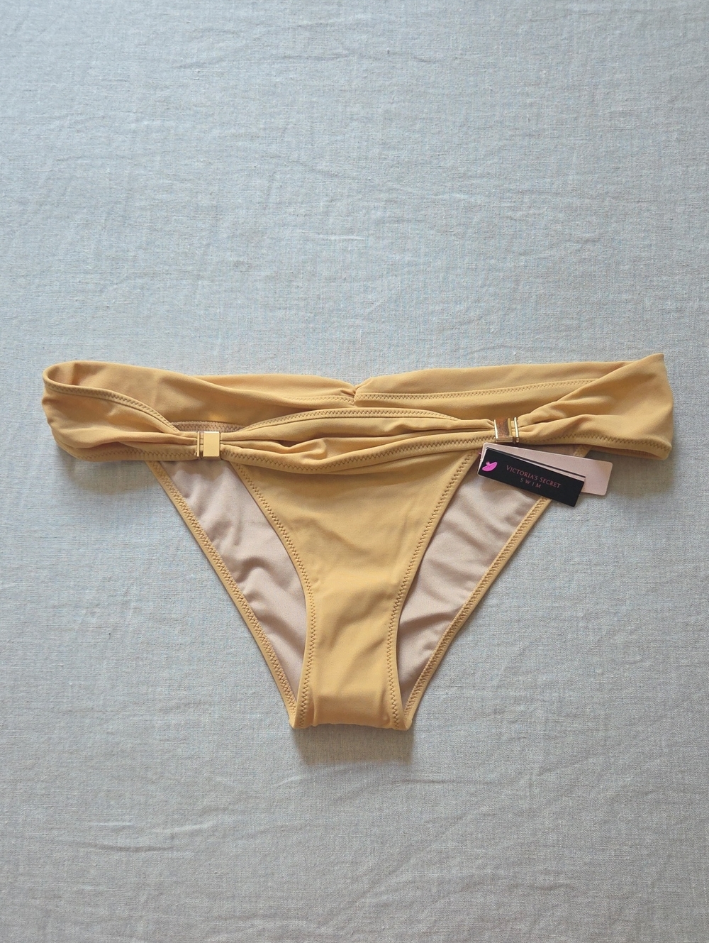 Victoria’s Secret Yellow Gold Ruched Accent Bikini Swim Bottom NWT